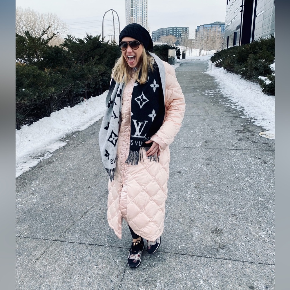 VTG Quilted Goose-down Peach Coat or housecoat
